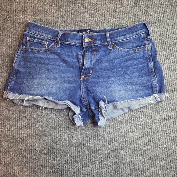 Hollister Pants - Hollister High-Rise Denim Jean Short Shorts SZ15 W32 Blue Vintage Stretch Frayed